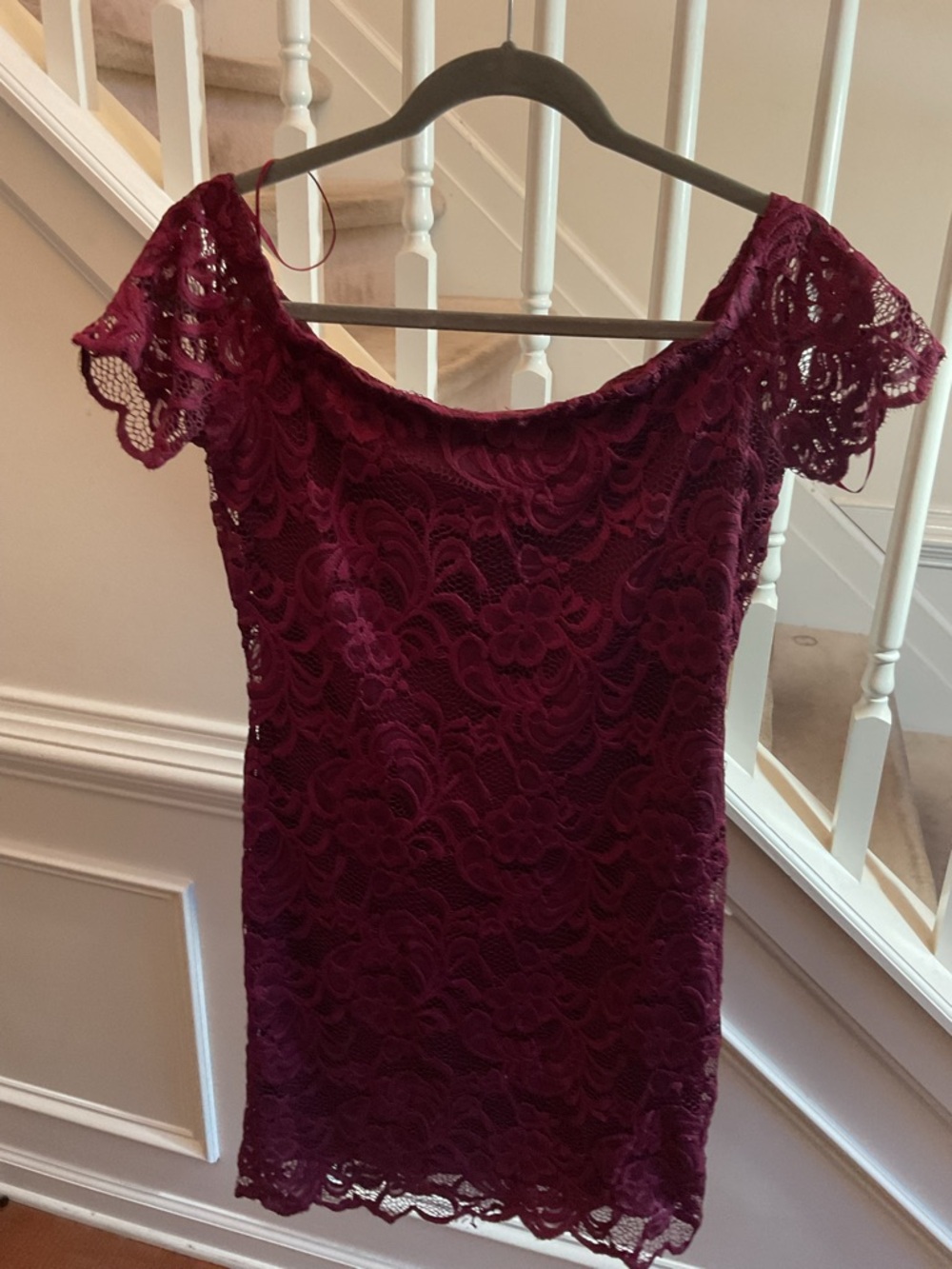 Ambiance Junior size large Burgundy Lace Formal Dress